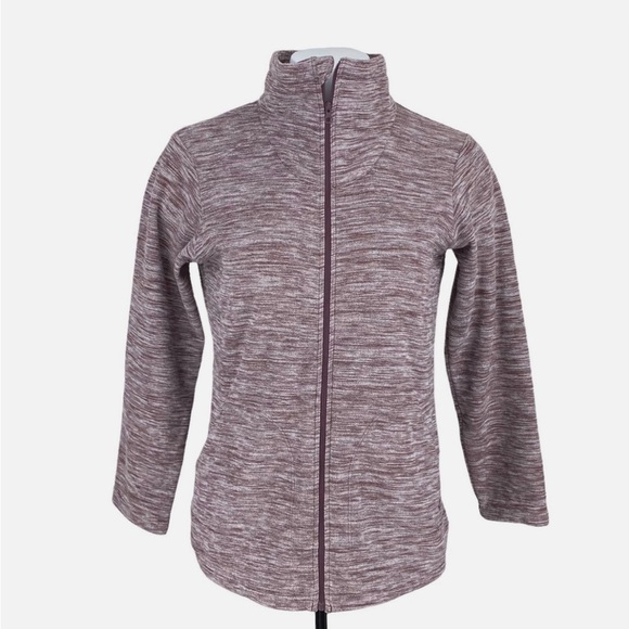 Mountain Hardwear Purple Heathered Print Zip Up Microfleece Sweater LARGE - Picture 1 of 10